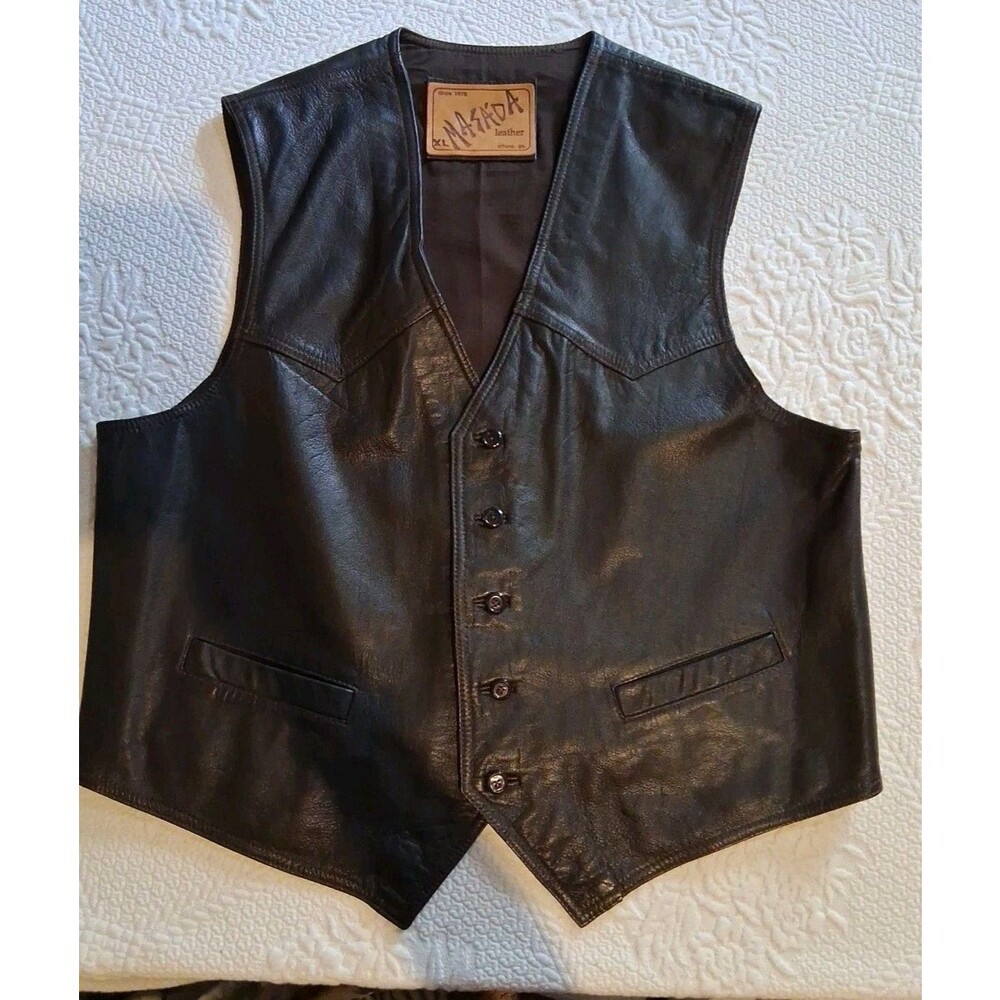 nasada leather vest black Xl Men's
